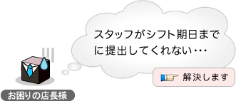 スタッフさんがシフト期日までに提出してくれない・・・ 解決します